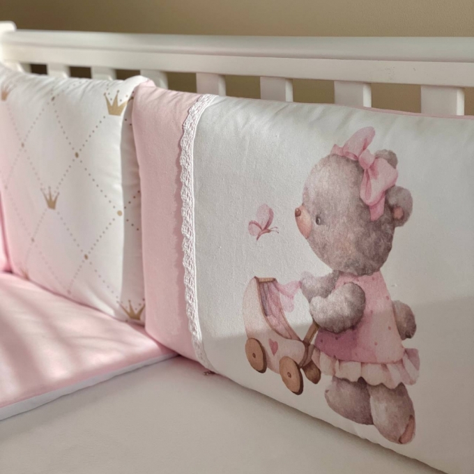 Set lenjerie Patut BebeCopii 8 piese Teddy Kids Toys Roz (6)